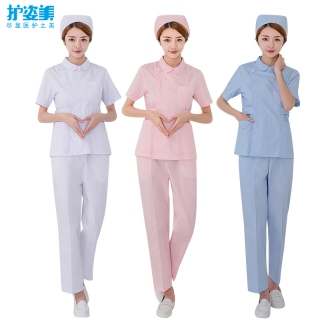 护士服底上领套装夏装